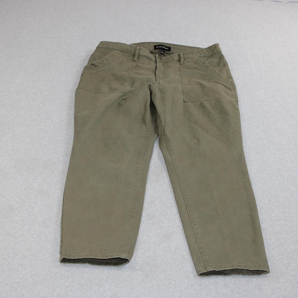 Banana Republic Pants Women 10 Green Chino Straight Stretch Casual Ankle Cropped